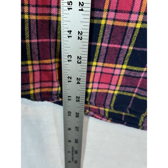 Wilful Wear Women’s Large Long Sleeve Pink Plaid Cotton Snap Front Shirt - Picture 8 of 9